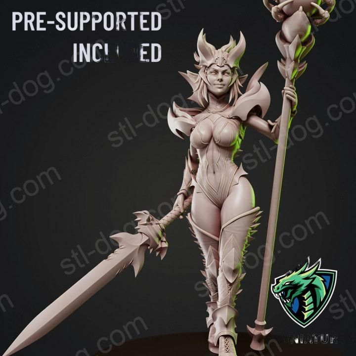 德鲁伊 女巫 Drow Sorceress Elite Pose 2 3D打印图纸